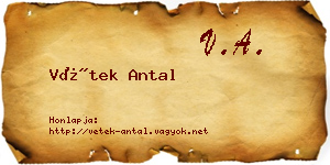 Vétek Antal névjegykártya